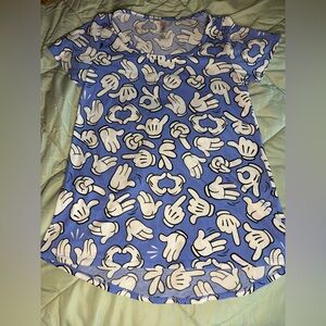 LuLaRoe Blue and Cream Graphic Tee